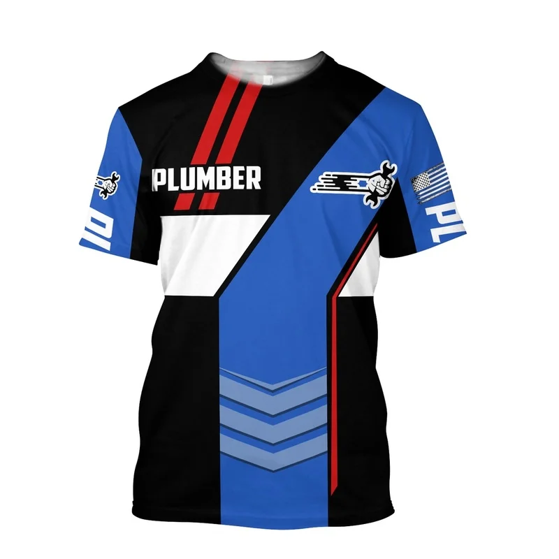 1 Piece Custom Your Picture Men Retro T-Shirt Summer Clothes, 3D Plumber Print Tops, Casual Street Sportswear, Oversized Sweatsh