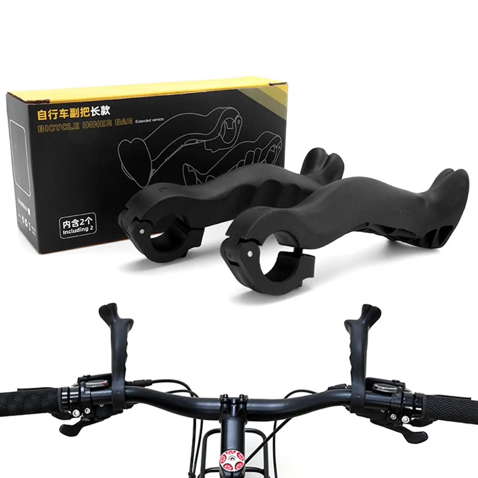 Bicycle Handlebar Grips, 1 Pair Non-Slip Comfort Bike Handles for Mountain Road Bikes, Cycling Accessories with Adjustable Ends