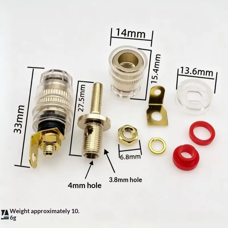 2Pcs 4mm Multifunctional Brass Speaker Amplifier Binding Posts Terminals For Banana Plugs Tool Accessories