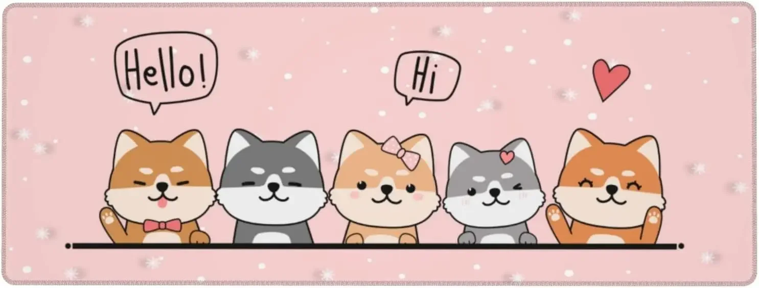 Kawaii لطيف الكلب الوردي الألعاب ماوس الوسادة XL عدم الانزلاق المطاط قاعدة ماوس حواف مخيط وسادة للمكتب تمديد الفئران Pad31.5X11.8 بوصة #2