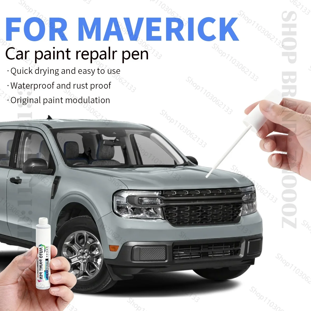 

Ручка для ремонта автомобильной краски Аксессуары для ремонта царапин Серый G4 Белый YZ Черный G1 Синий E7 Зеленый Для Ford Maverick 1970-2025 гг.