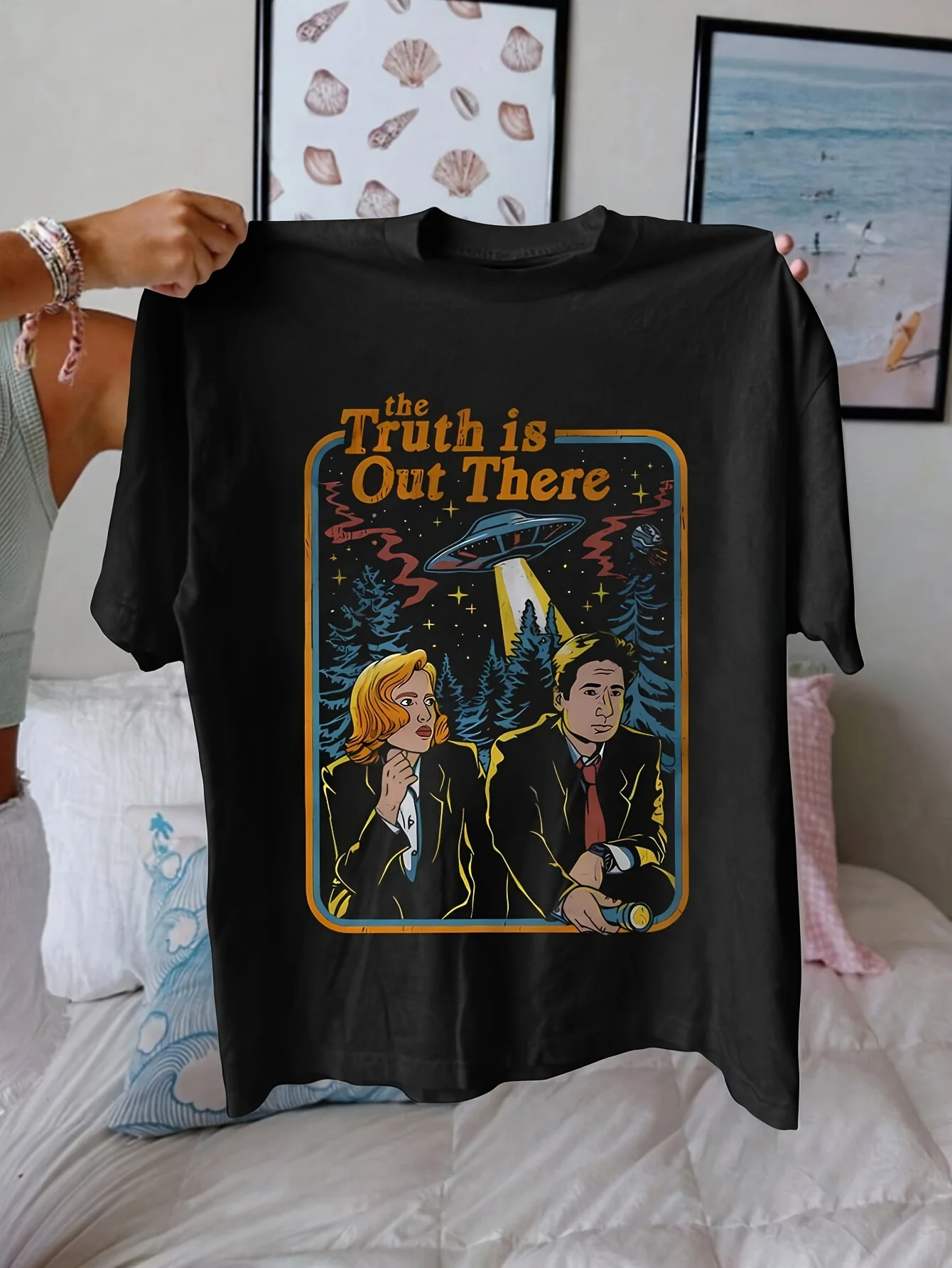 

Женская футболка в стиле My X-Files, графический принт «The Truth is Out There», повседневный топ с круглым вырезом и короткими рукавами, полиэстер 95%