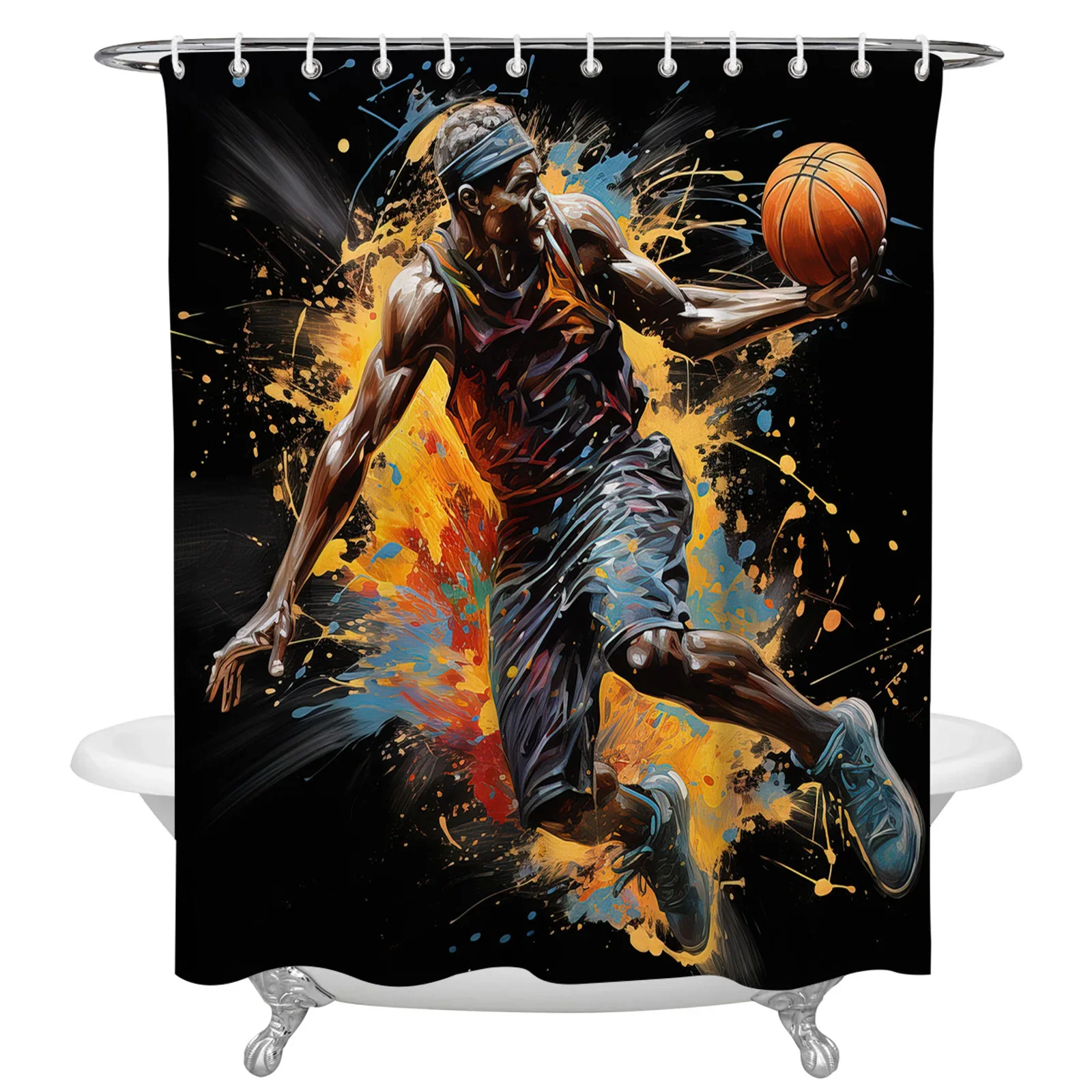 Sports Style Athlete Basketball Shower Curtains Waterproof Bath Curtains Home Decor Modern Luxury Bathroom Curtain