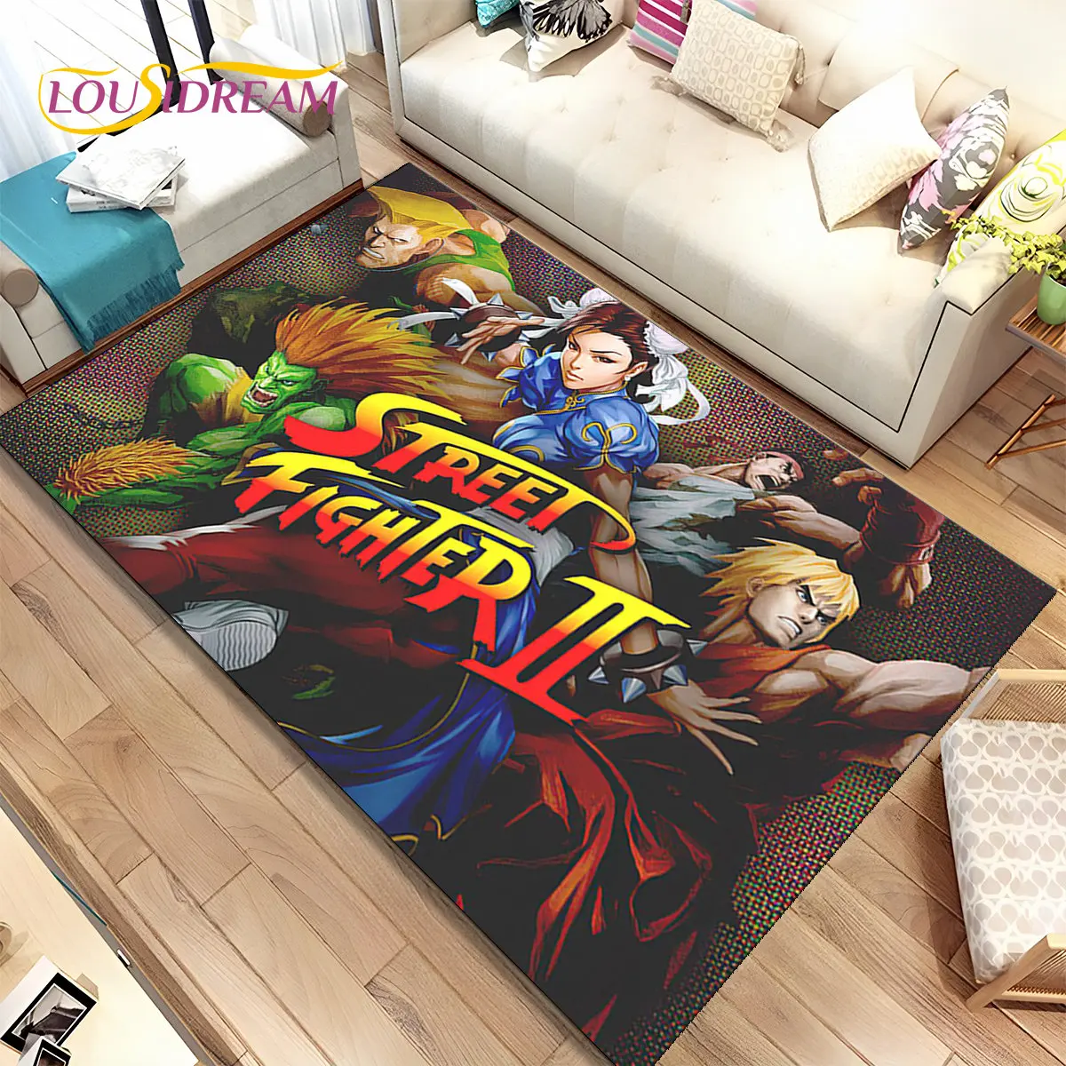 Street Fighter Retro Game Gamer Area Rug,Carpet Rug for Living Room Bedroom Sofa Doormat Decoration, Kid Play Non-slip Floor Mat