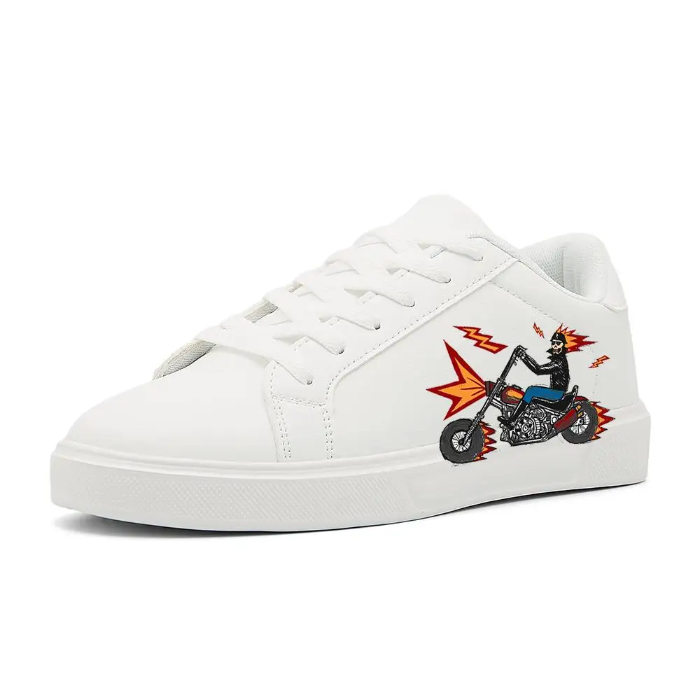 

White Leather Sneakers Unisex: Classic Fashion – Versatile, Wear-Resistant for Date & Work Spray paint graffiti white shoes