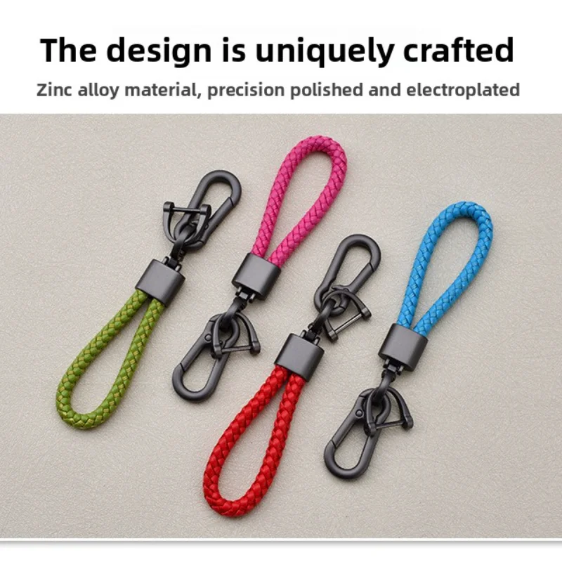 

New Hand-woven Leather Car Key Ring Men Women Rope Key Chain Waist Keychains Charm Metal Key Holder Gift Jewelry