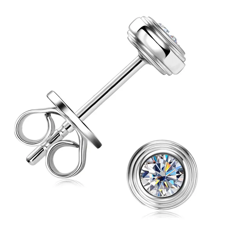 IOGOU D0.10CT Runde Ohrstecker mit Moissanit-Diamant, 925er Sterlingsilber, Original-Edelschmuck für Frauen und Mädchen, Jahrestagsgeschenke – Detail 12