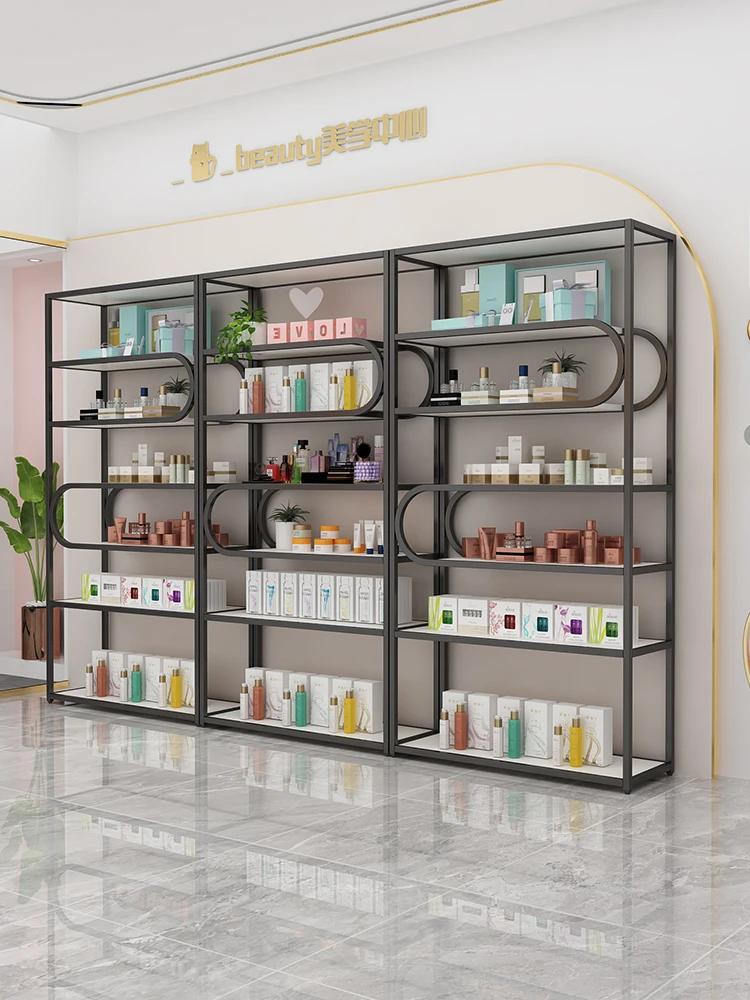 #Shelf Floor-to-ceiling cosmetics living room wrought iron office partition display cabinet, multi-layer beauty salon storage ra