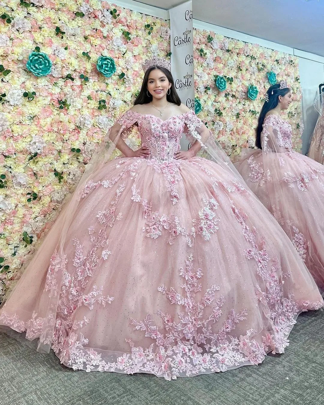 Quinceanera gaun untuk wanita manis 15 Vestidos De 15 quincea20era Tulle bahu terbuka applique gaun bola gaun pesta Prom