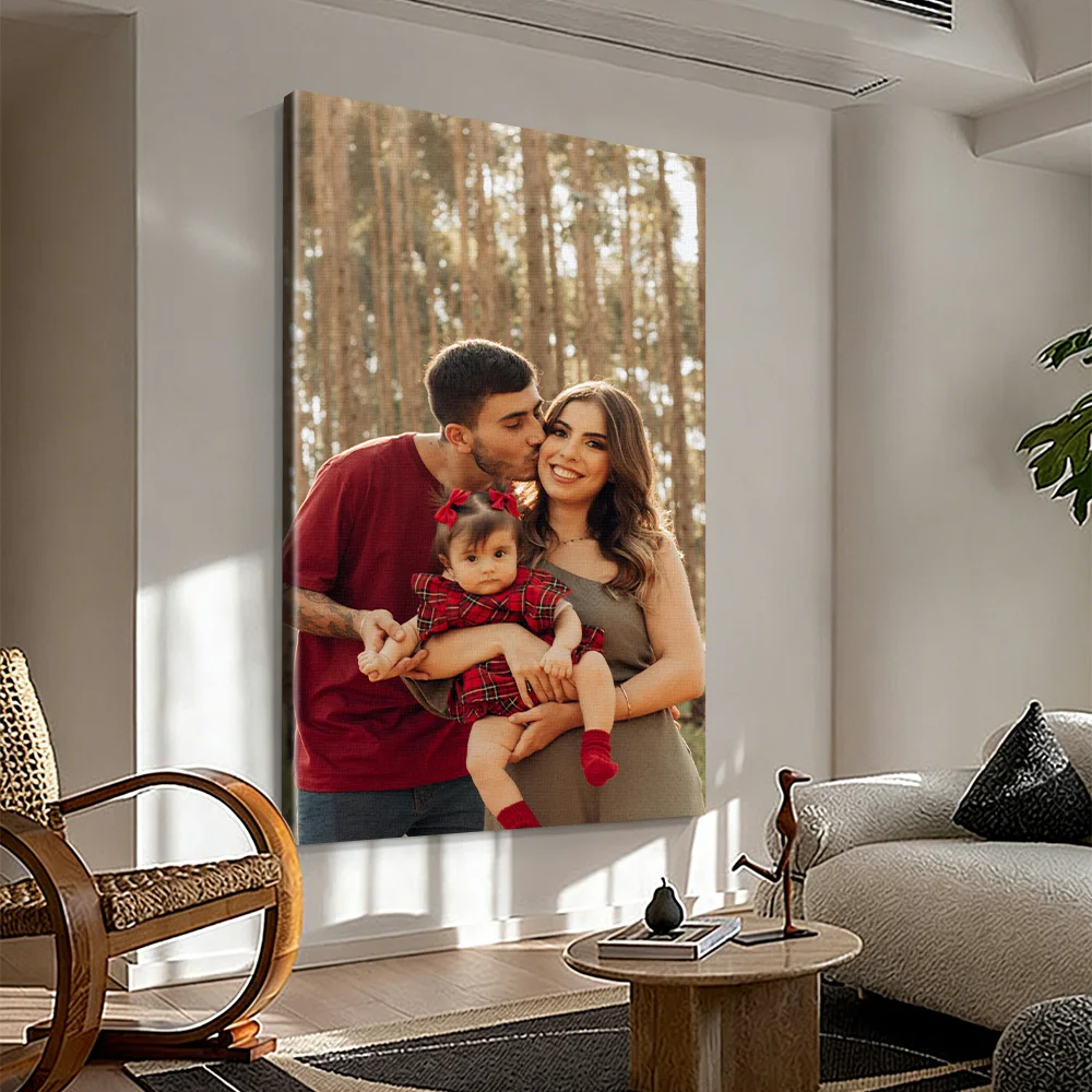 1 Pc Customized Photos on Canvas with DIY Wood Frame or frameless poster,Personalized Custom Photos for Your Lover,family,friend image 4