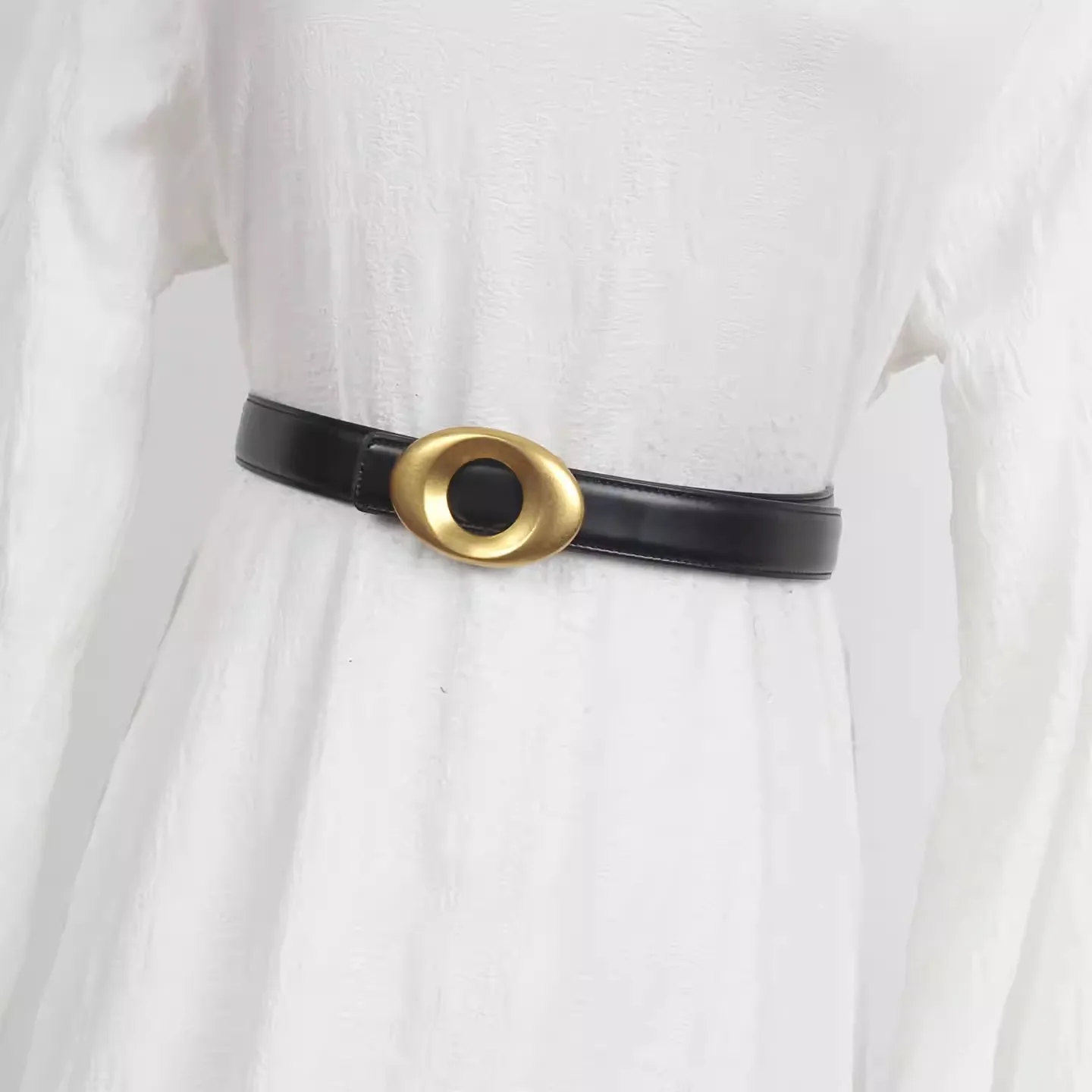 Damen-Korsett aus echtem Leder im Vintage-Stil mit goldener Schnalle, weiblicher Kummerbund, Mantel, Taillengürtel, Kleid, Dekoration, schmaler Gürtel J1847 – Detail 3