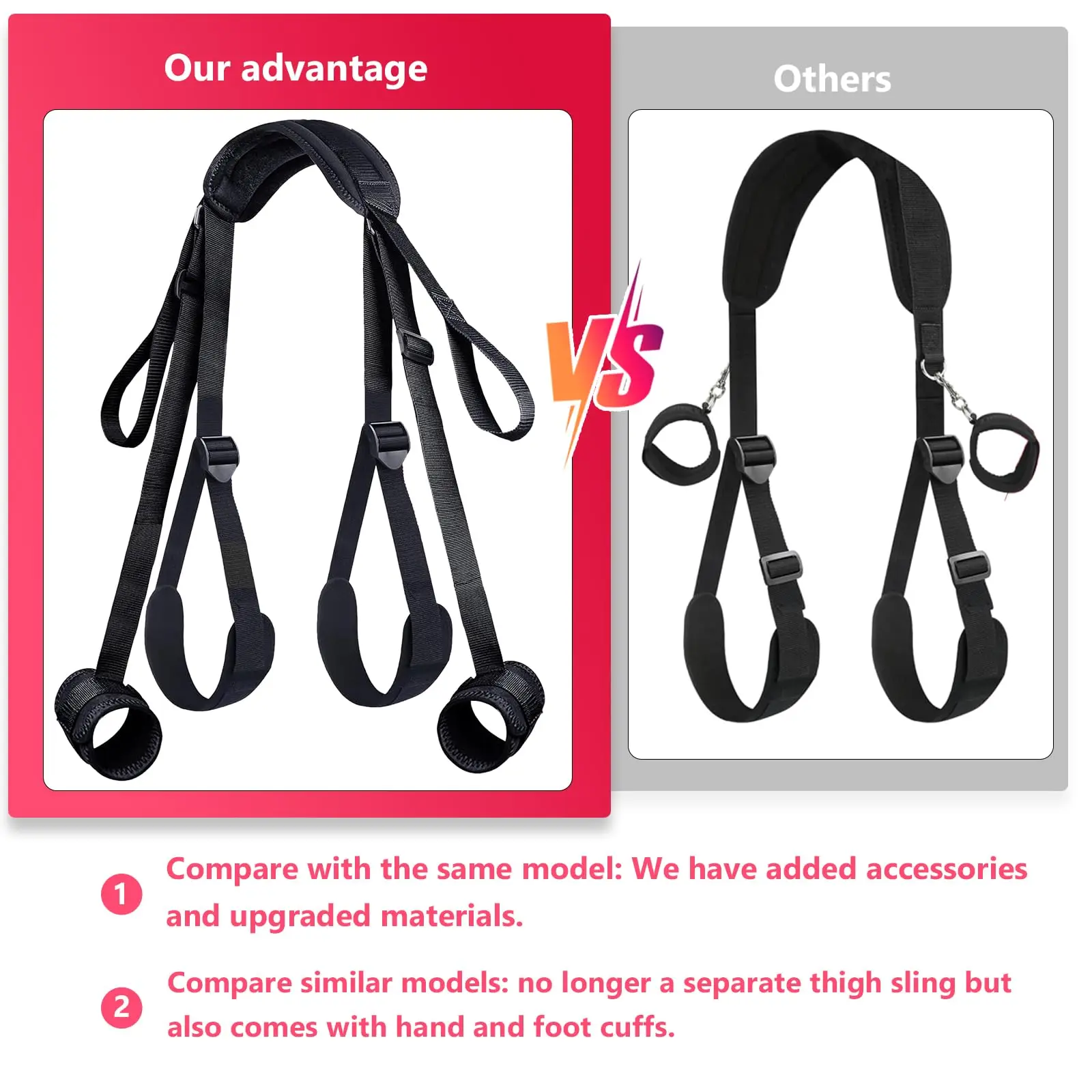 Adult SM Bondage Restraints Sex Toys Sex Bondage Straps Neck to Wrist Thigh Bed Restraints Set for Couples BDSM Games Toys