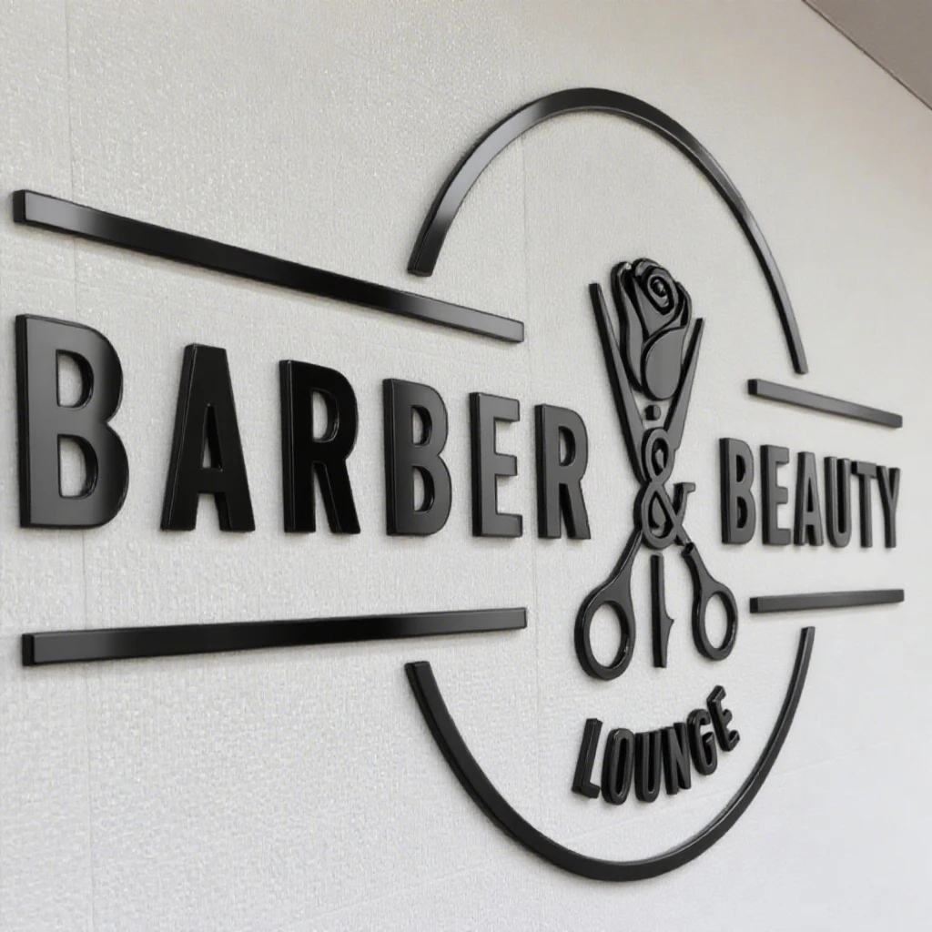 Op maat gemaakte lasergesneden bedrijfslogo spiegelende acryl logo bord voor wanddecoratie voor salon, spa, studio, aangepast bedrijfslogo voor de wand