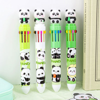 1 Piece Lytwtw's Cute Ballpoint Pen Press Cartoon Panda Multicolor 10 In 1 Colors Stationery School Office Supply Creative