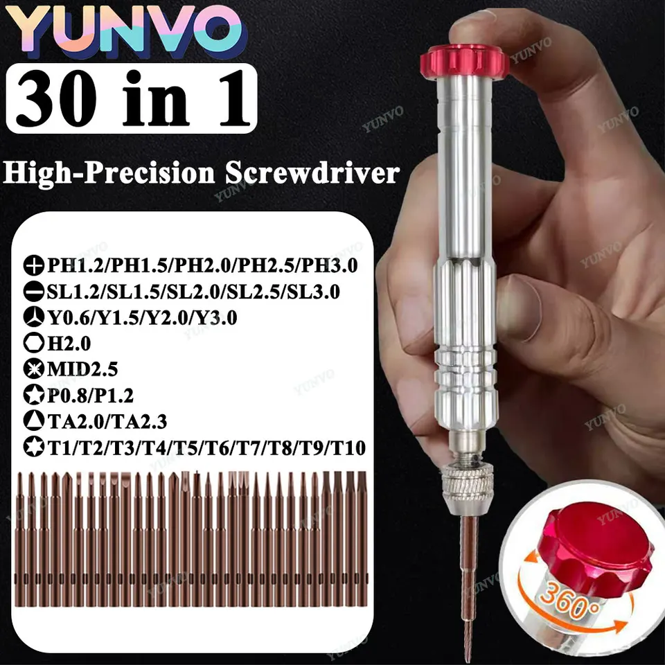 30 en 1 Set de Destornilladores de Precisión Magnéticos con Puntas de Acero S2 Kit de Reparación para Teléfonos Relojes Gafas para iPhone Android 3