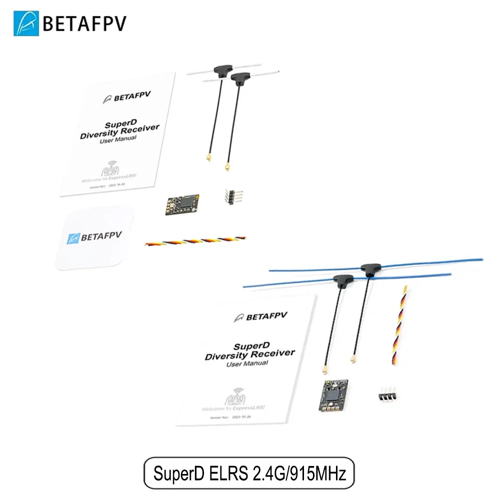 BETAFPV SuperD ELRS 2.4G/915MHz Diversity Receiver ExprssLRS RX 2T Antennas For RC FPV Long Range Freestyle Drone