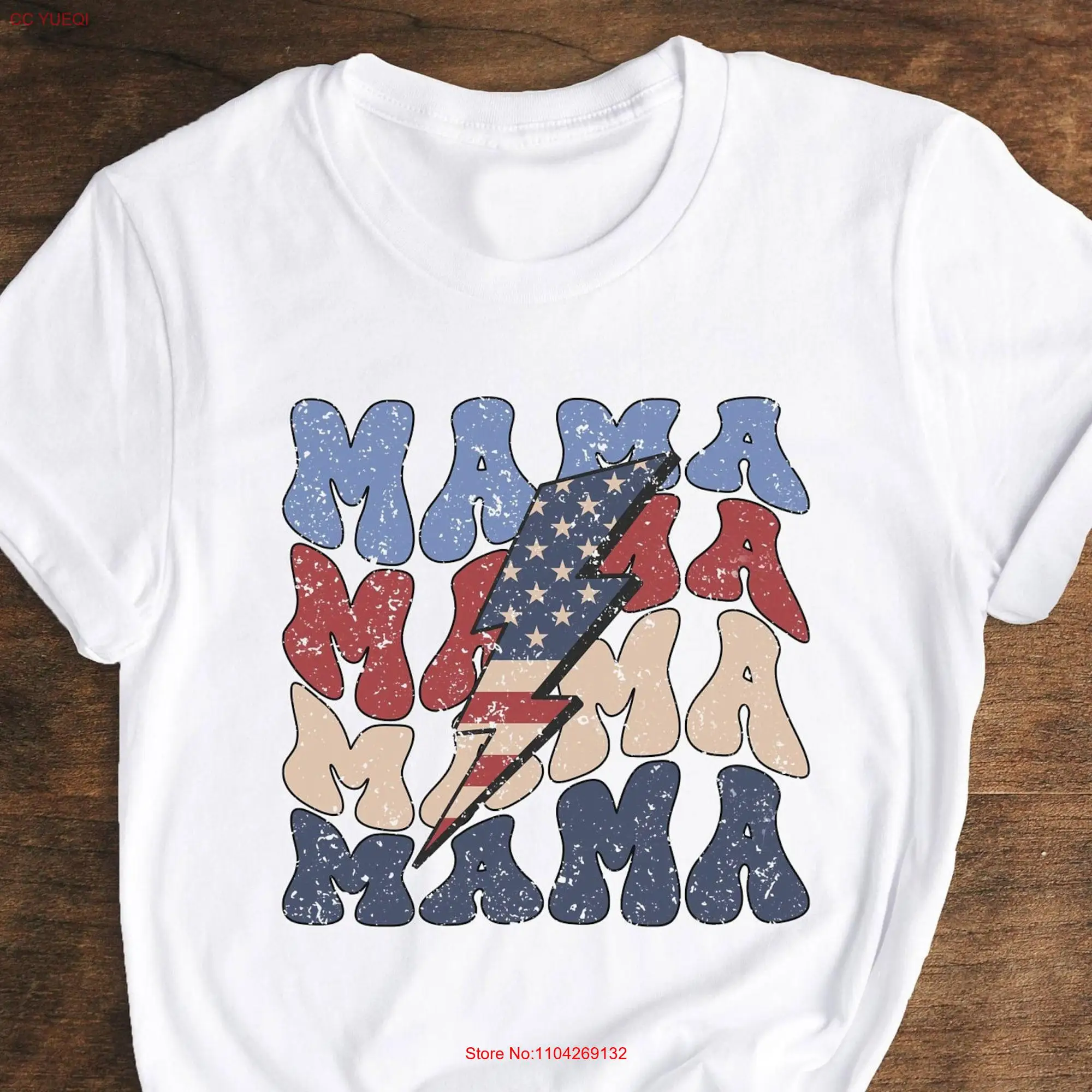 Mama Fourth Of July T Shirt Patriotic Mom Memorial Day 4th USA America long or short sleeves