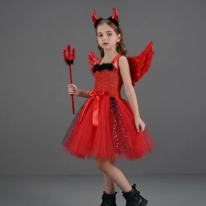 Little Devil Vampire Puff Dress,Halloween Party Cosplay Costume, Role Play Outfit for Holiday Birthday Stage Performance Festive view 6