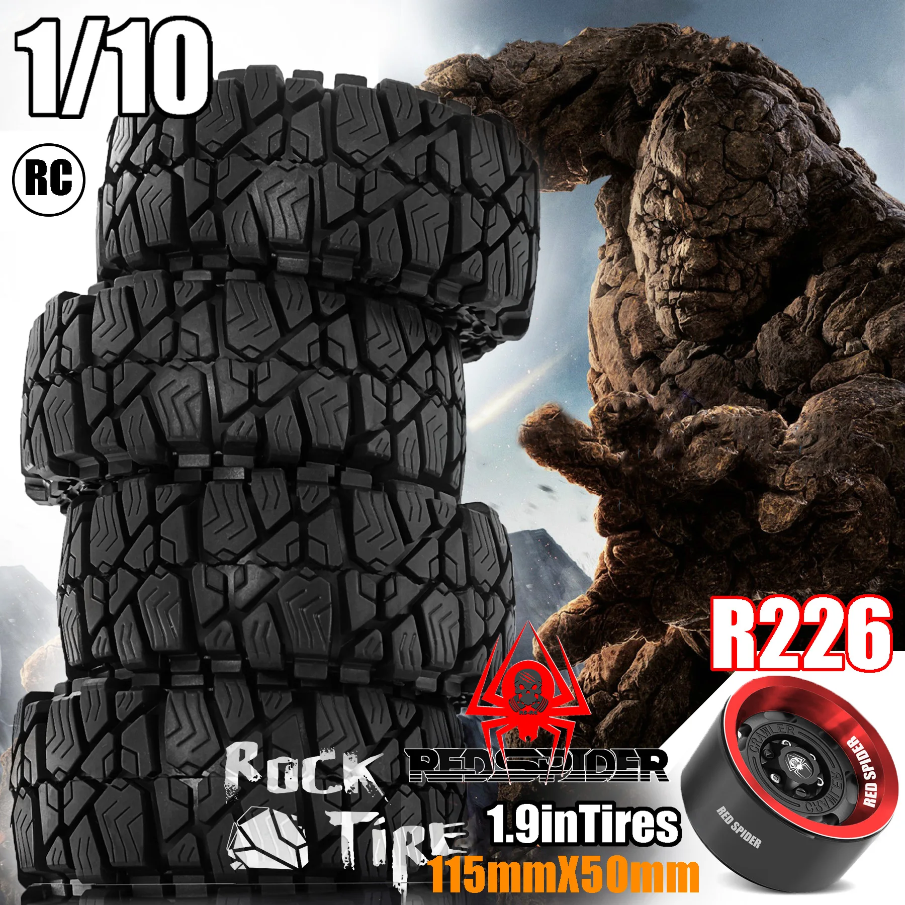 

4pcs 1.9 Beadlock Wheels and Tires for 1/10 RC Crawler Car Axial SCX10 90046 SCX10 III Traxxas TRX4 TRX6 Tamiya CC01 D90