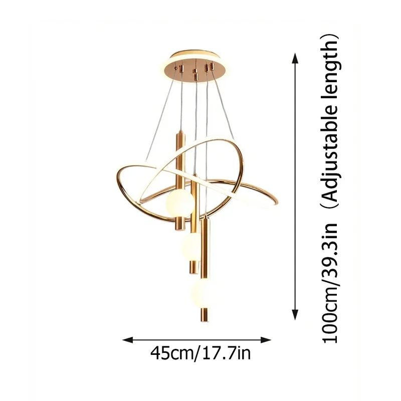 Intertwined Ring Globe Pendant Light Modern Black Metal LED Hanging Lamp Dining Living Room Kitchen