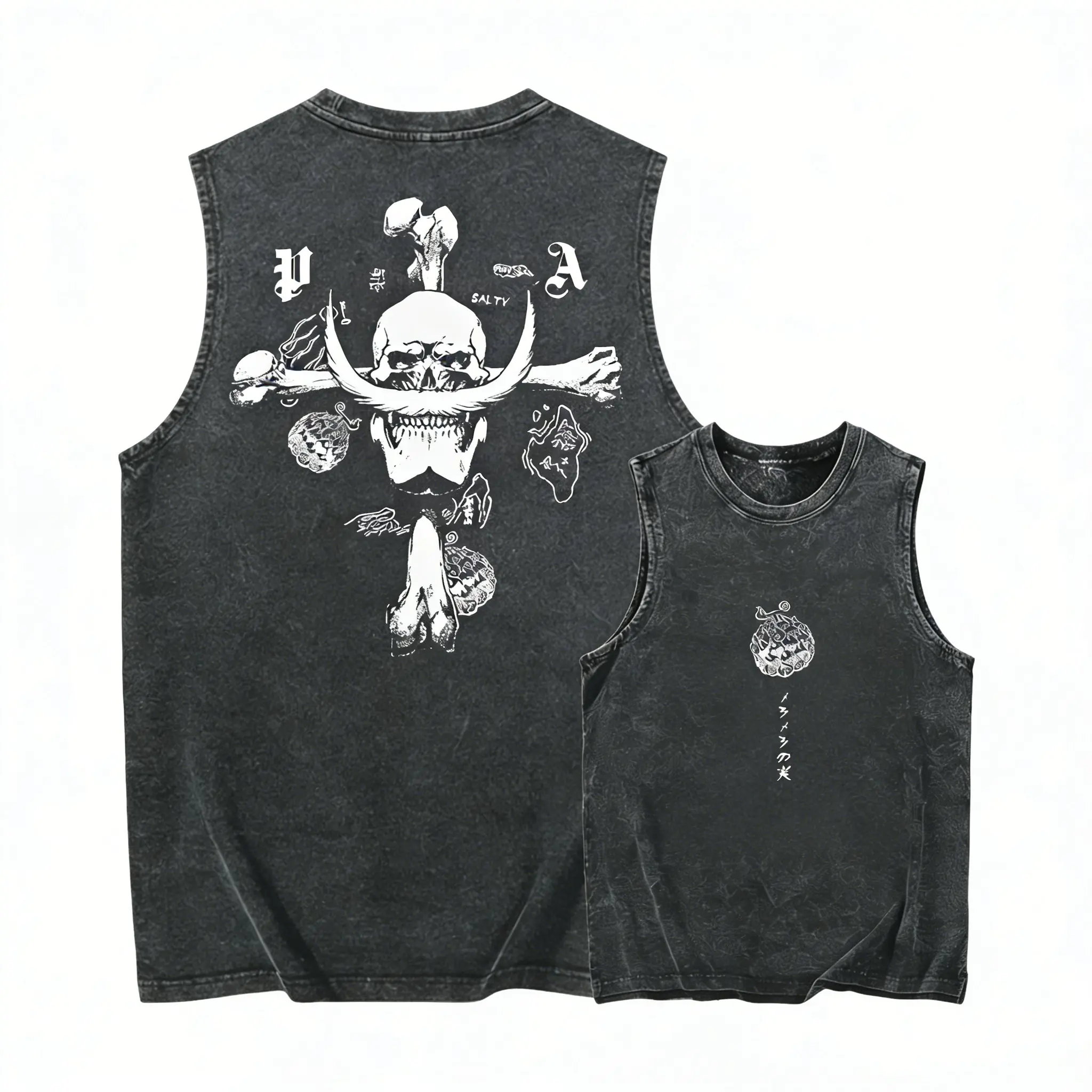 

One Piece Gym Vest Summer 2026 Anime Print Men's Tank Tops Y2k Women's Washed Casual Sleeveless TShirts Streetwear