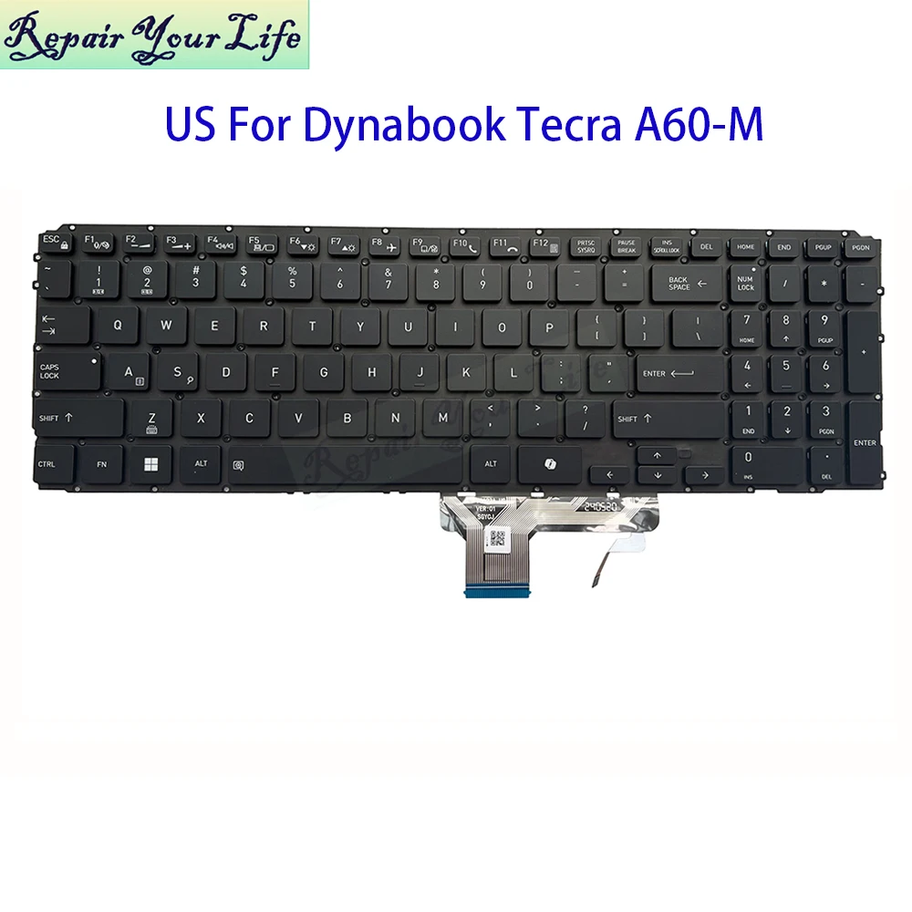 US English Backlit Keyboard For Dynabook Toshiba Tecra A60-M AI Ready 16