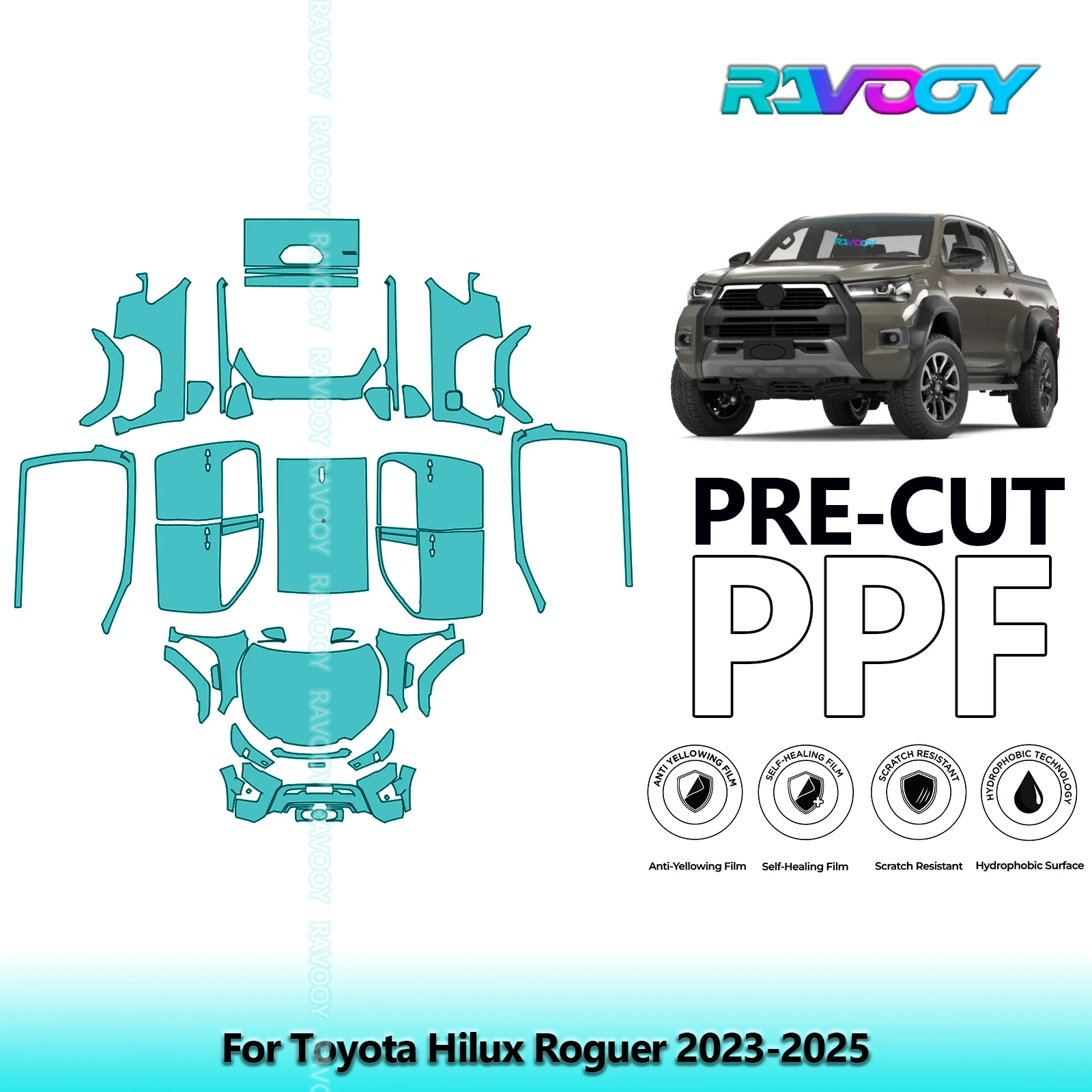 

Car Precut PPF Paint Protection Film Full Vehicle For Toyota Hilux Roguer 2023-2025