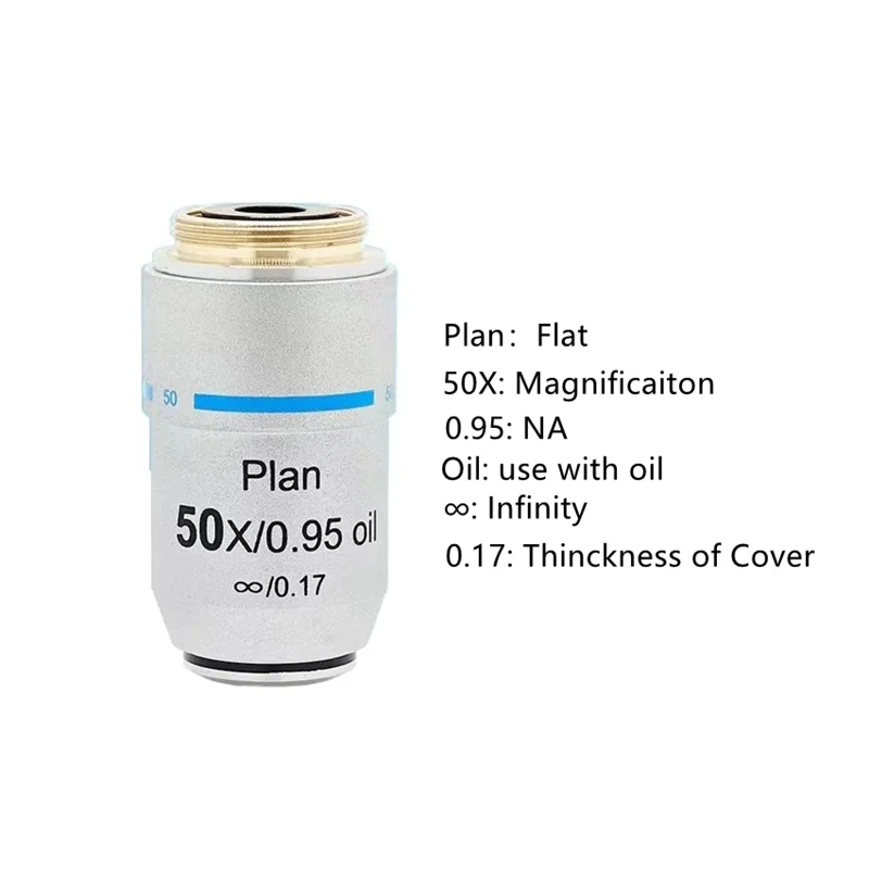 50X 195 Biological Microscope Plan Objective 195 Achromatic Plan Infinit Infinity Oil Microscopio Objective Lens