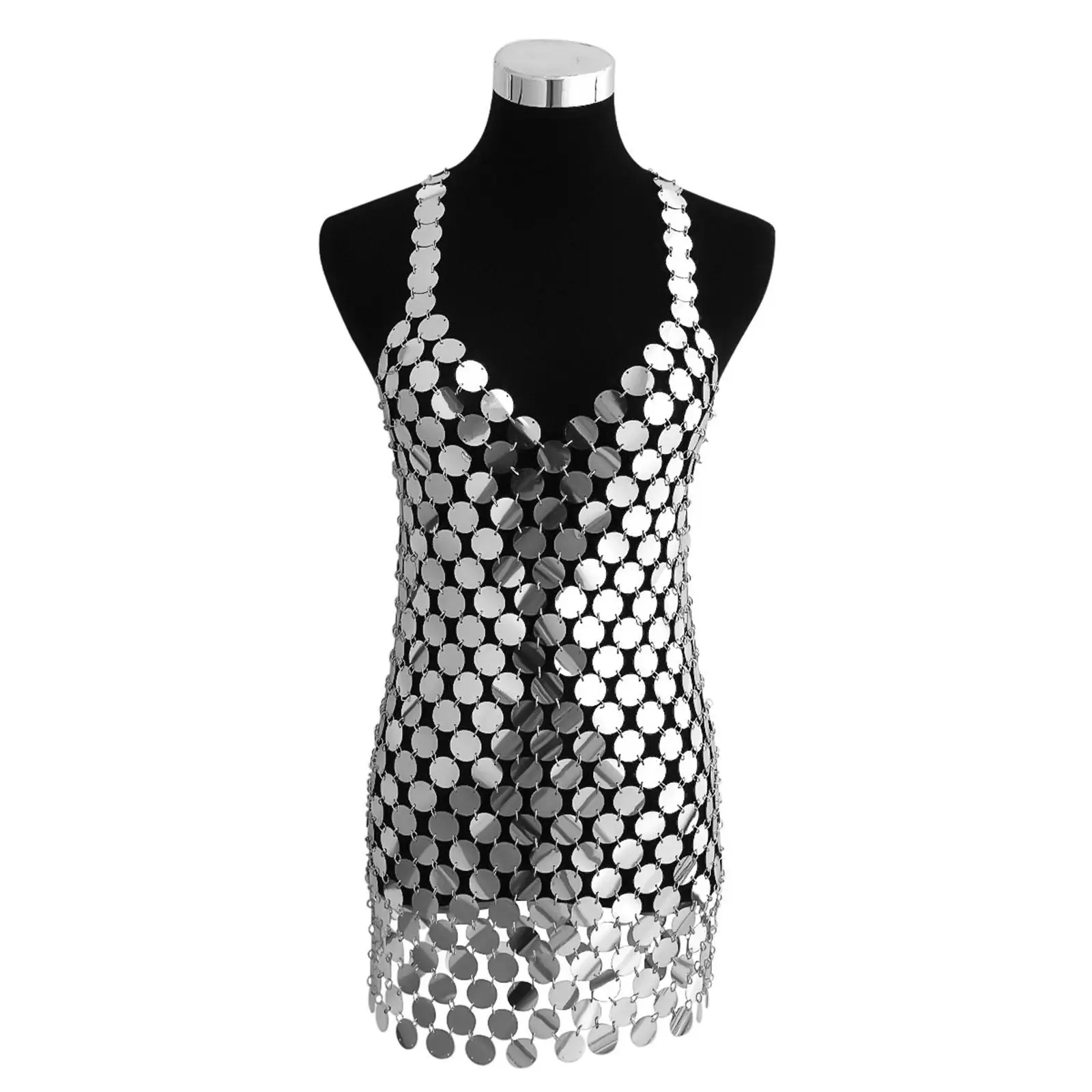 Bohemia Sexy Sequin Body Chain Metal Jewelry for Women Silver Belly Chain Cage Chest Bra Bikini Party Nightclub Anniversary