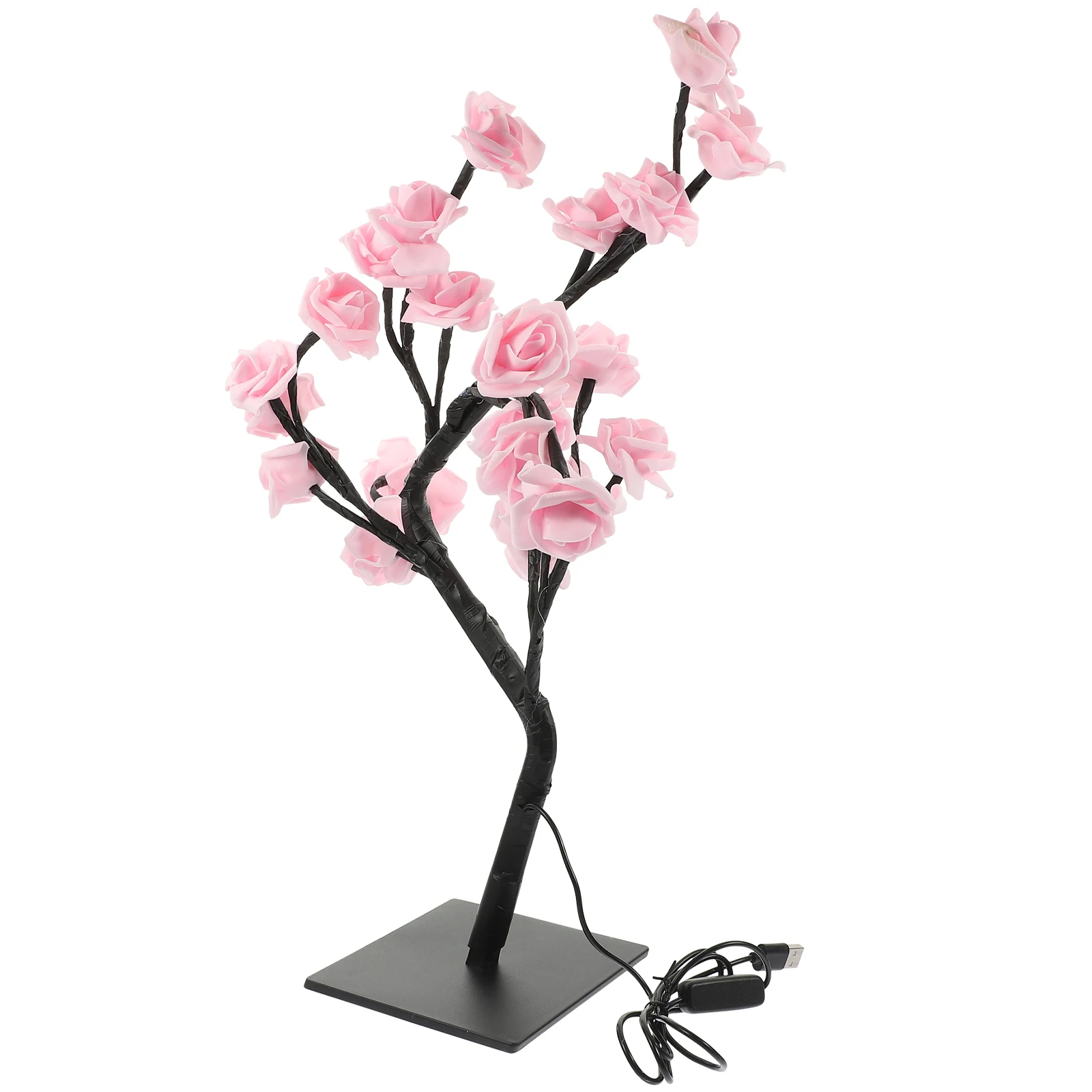 

Simulated Rose Lantern Lamp Decorations for Bedroom Nightstand Pink Desk Tree Flower PVC Warm Light Small LED Night Lights