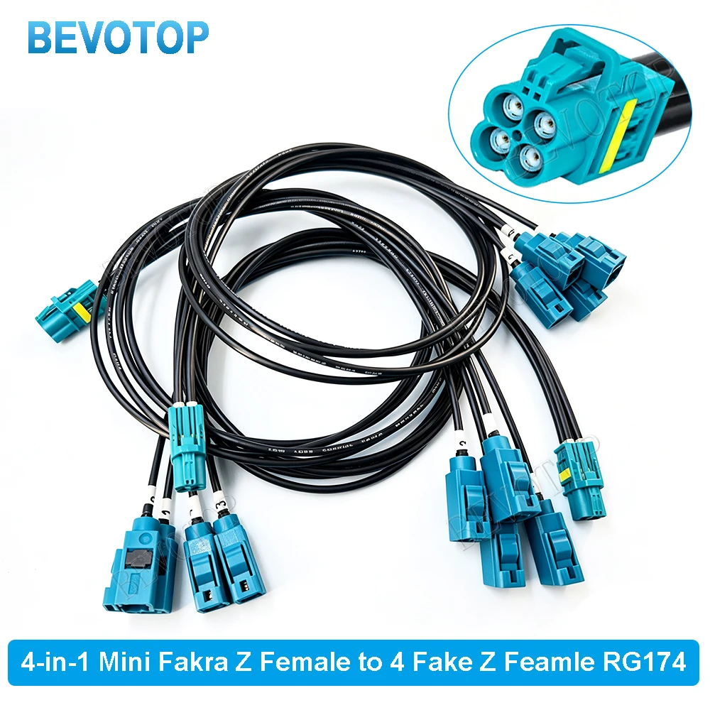 1Pcs RG174 RSBG Type Replacement 4-in-1 Mini Fakra to 4*Fakra Male/Female connector RG174 coaxial cable 50 Ohm High Quality