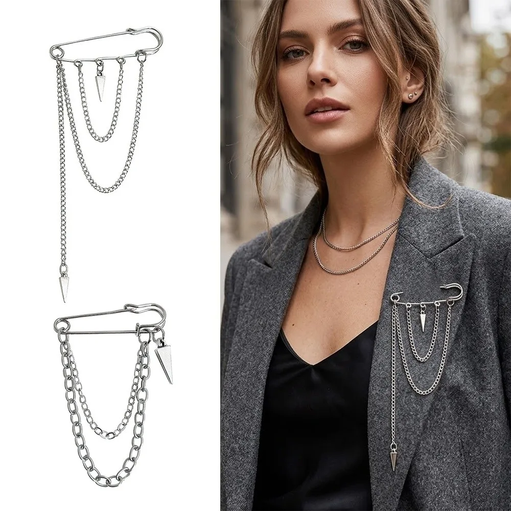 Personality Silver Rivet Brooches Irregular Geometric Suit Lapel Pin Handmade Clothing Fixing Pins Coat Accessories