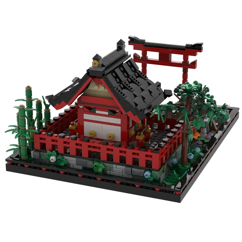 MOC Small Shinto Shrine Model Building Blocks Japanese Style Temple Building Assembly Bricks Toy Kids Birthday Gift Ornaments