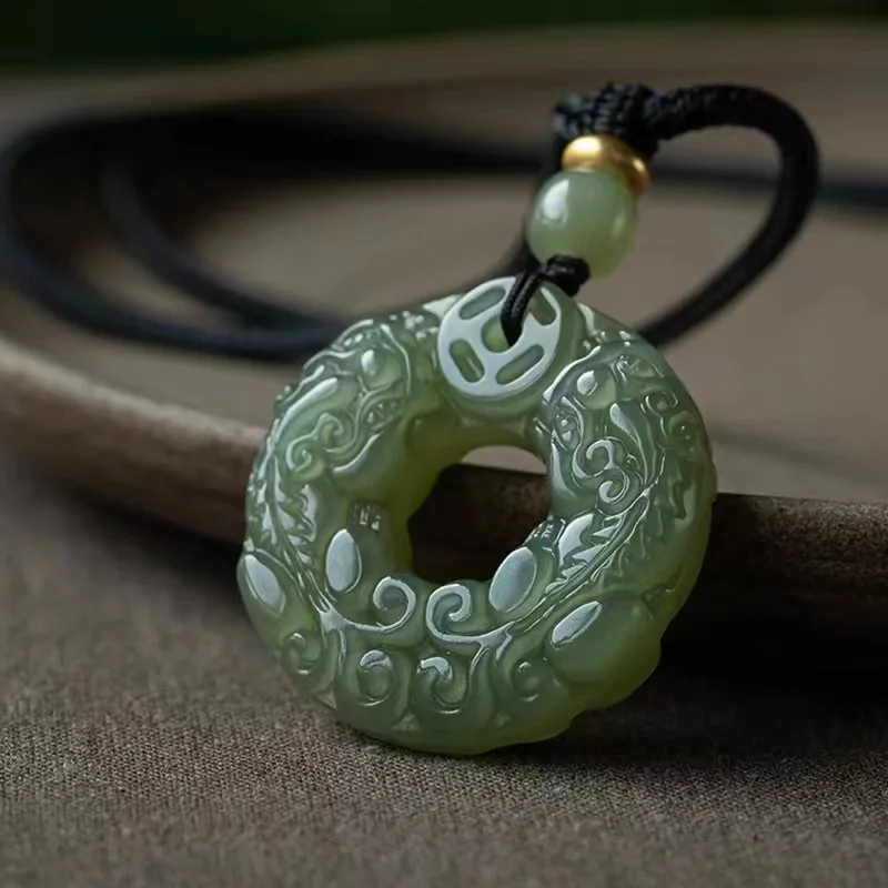 

Натуральный кулон-талисман из хэтяньского нефрита Пи Сю для мужчин и женщин, двусторонний, зеленый нефрит Пи Сю