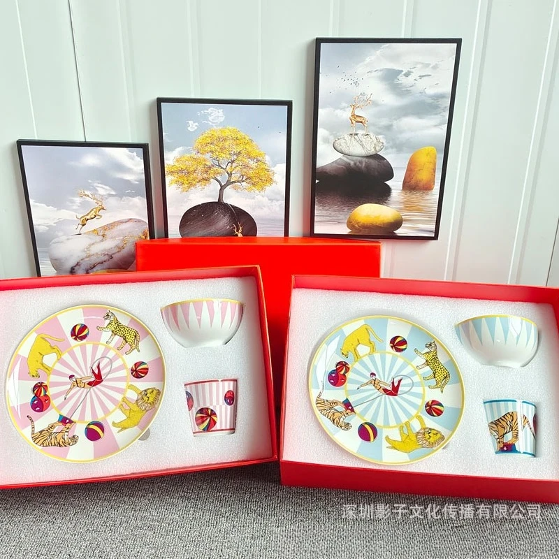 

Club Private Room Table Setting Four Piece Set Plate Bowl Spoon for Hotel and Restaurant