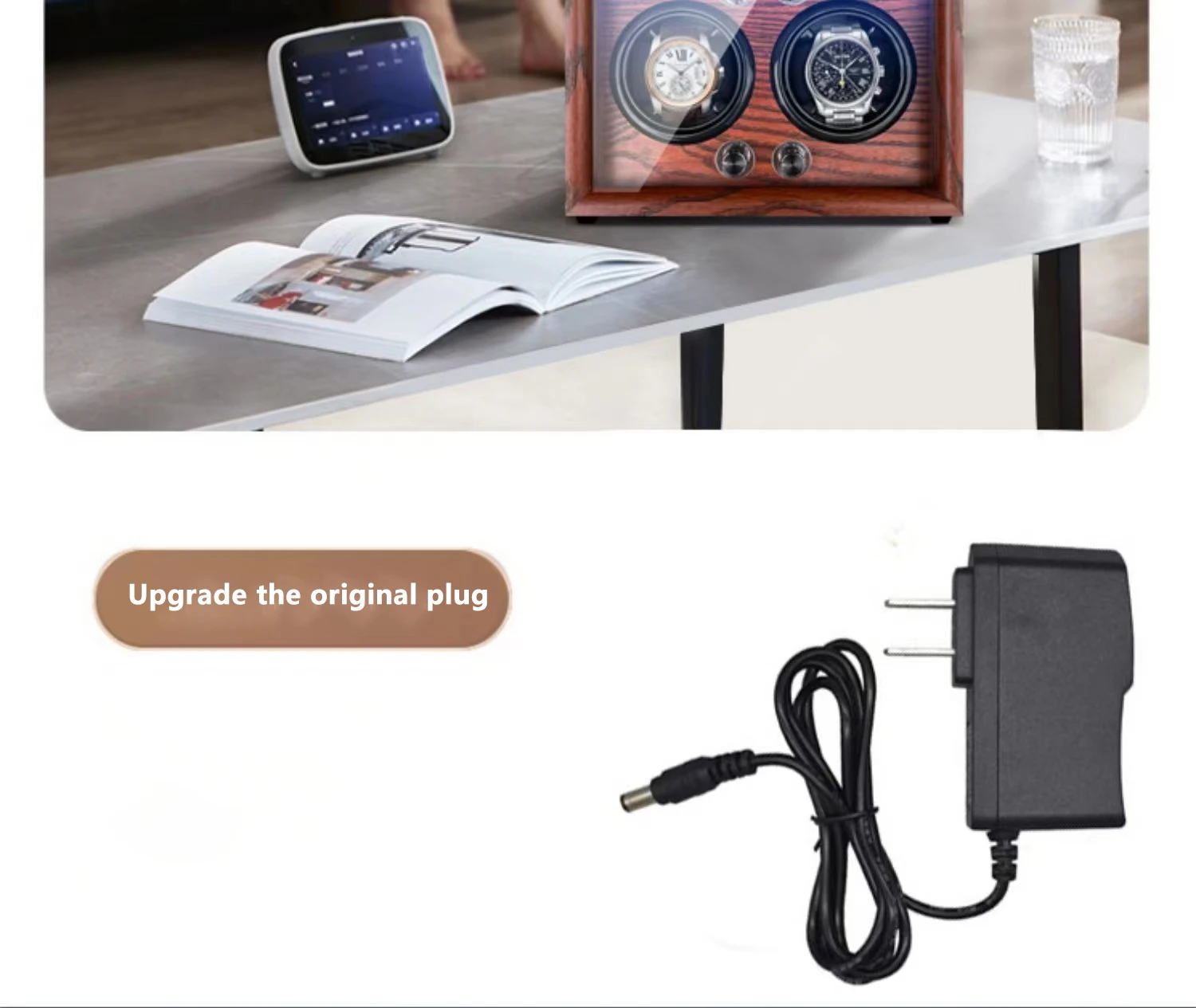 Mechanical Automatic Watch Winder Luxury Wood Watch Box Battery Installable With LED Light And Lid Sensor Watches Storage Box