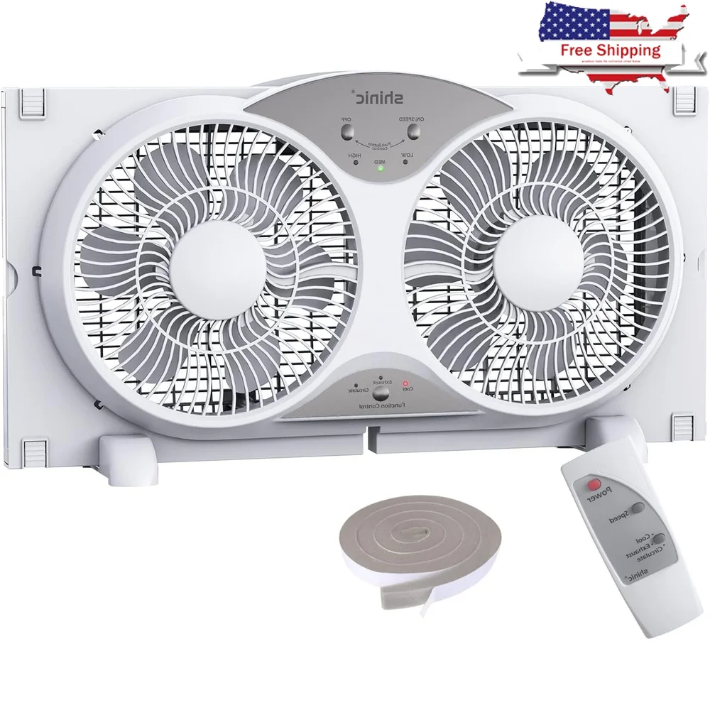 مروحة نافذة قابلة للعكس، شفرات مزدوجة محمولة مقاس 9 بوصات، مروحة عادم هادئة، جهاز تحكم عن بعد كامل، ثلاث سرعات، حمام المطبخ المنزلي