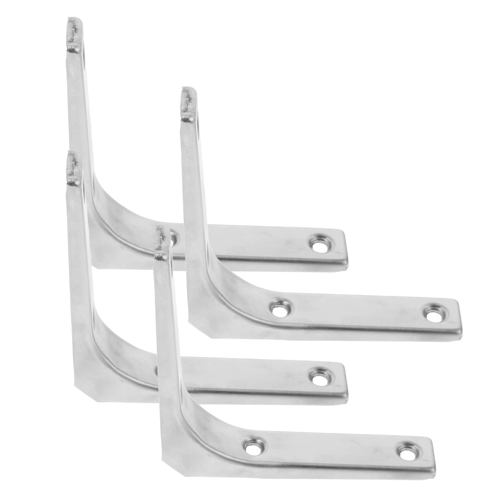 4Pcs Heavy Duty Stainless Steel Triangle Shelf Brackets Curved Design Multifunctional Wall Mounted Floating Shelves Home Office