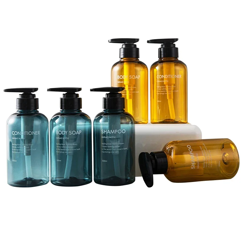 3pcs Bathroom Soap Dispenser Set, Large-capacity 300ML/500ML Shampoo Body Lotion Press Empty Bottle