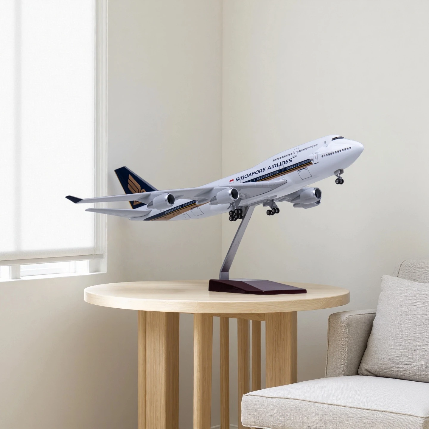 

47cm 747 Singapore Model Aircraft Toys Boys Kids Resin Die-Casting Airplane Simulation Model Planes Collected Gift By Aviation