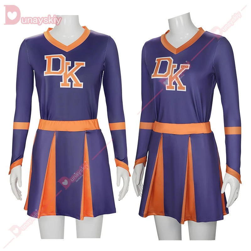 Purple Check Cheerleader Costume Girl Jennifer's Body Outfit Top Skirt Suit Halloween Sports Party Fancy Dress