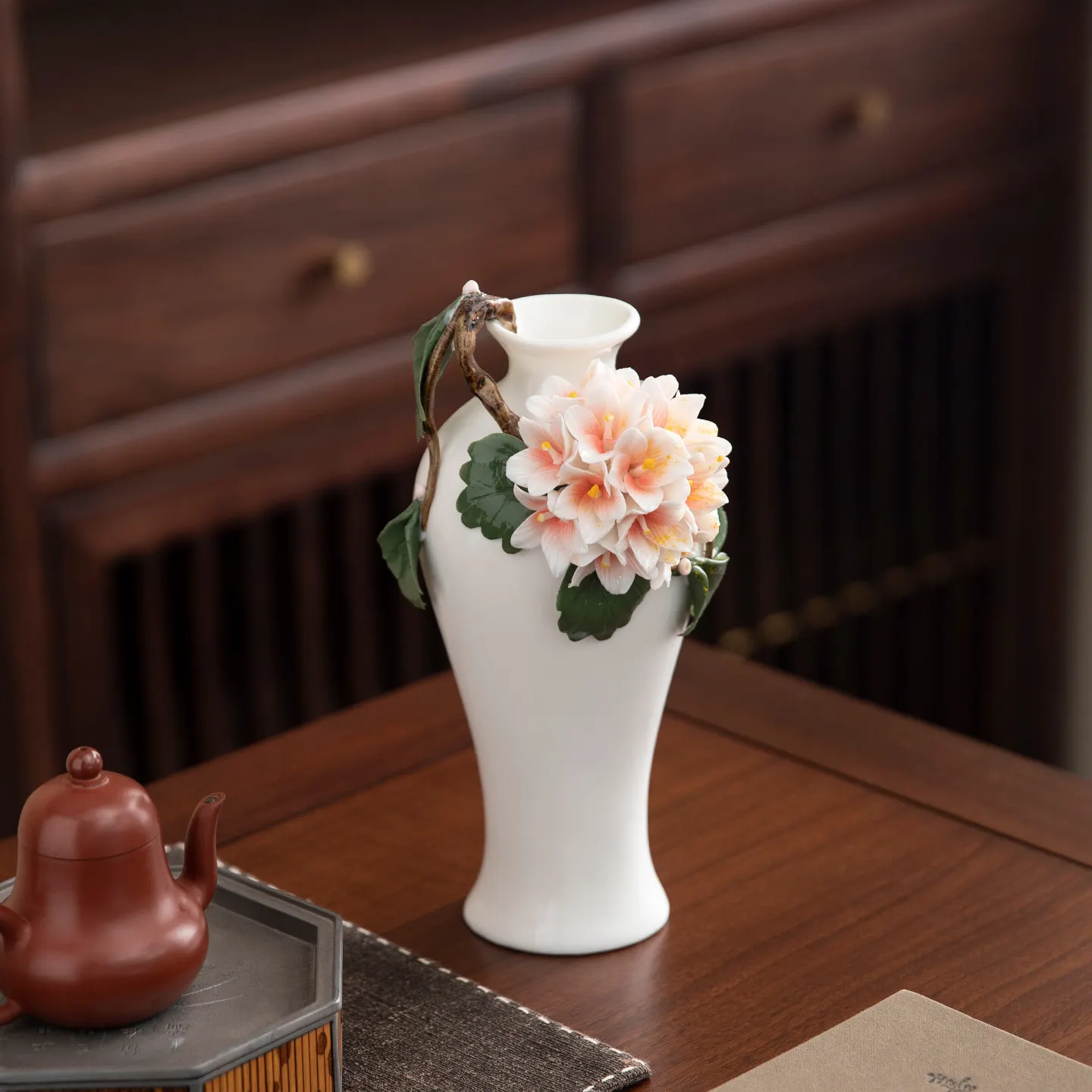 Ceramic vase ornament living room flower arrangement pure hand-pinched flower ceramic vase dried flower arrangement ornament