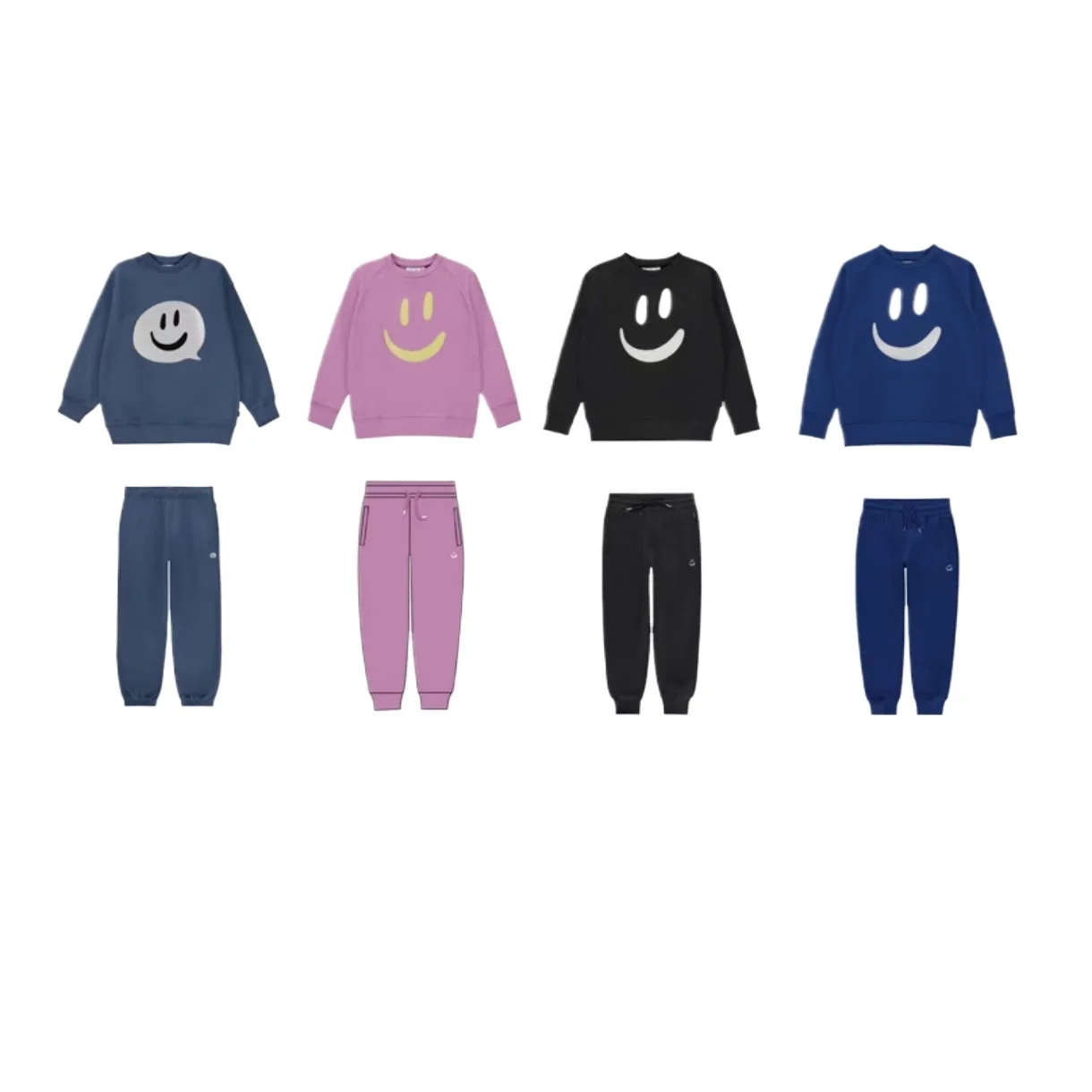 

24 Autumn/Winter MOLO Girl Top Sweatpants Set Kindergarten Set Boys Cartoon Smiley Face Sweatshirts Little Girls Sportswear