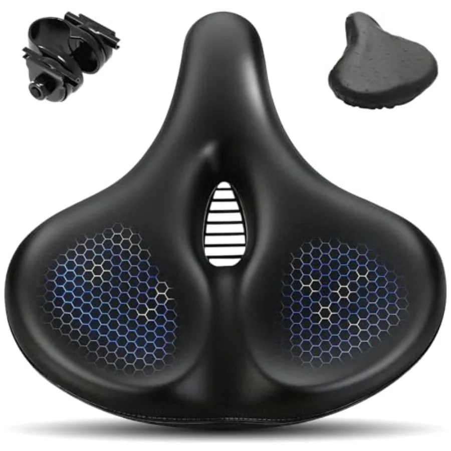 

Oversized Bike Seat and Bike Saddle Extra Wide Bicycle Seat Cushion with Thick High-Density Foam Dual Spring Shock Absorbing Bi