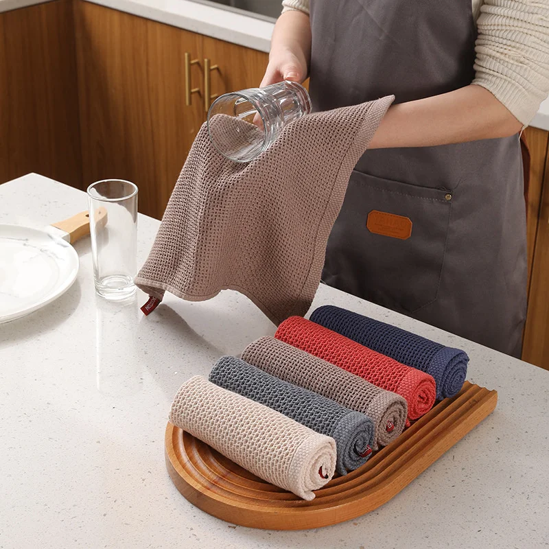 100% Cotton Waffle Weave Kitchen Dish Towels Ultra Soft Absorbent Quick Drying Cleaning Towel Eco-Friendly Home Tools