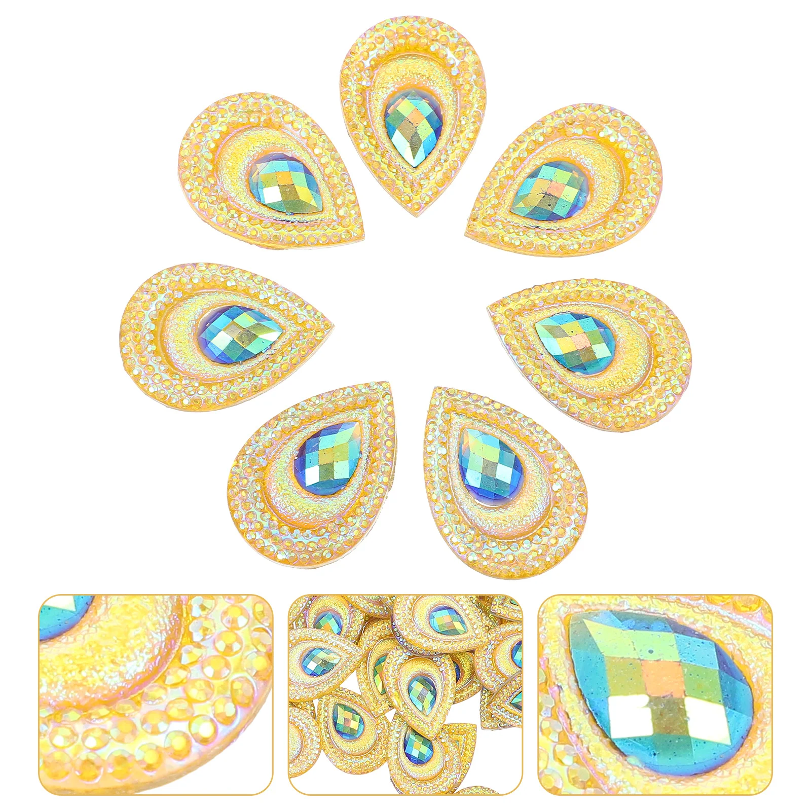 

1Set Water Droplets Peacock Rhinestones Resin DIY Clothing Accessories Durable Handicrafts Hair Shoes Bags Phone Cases