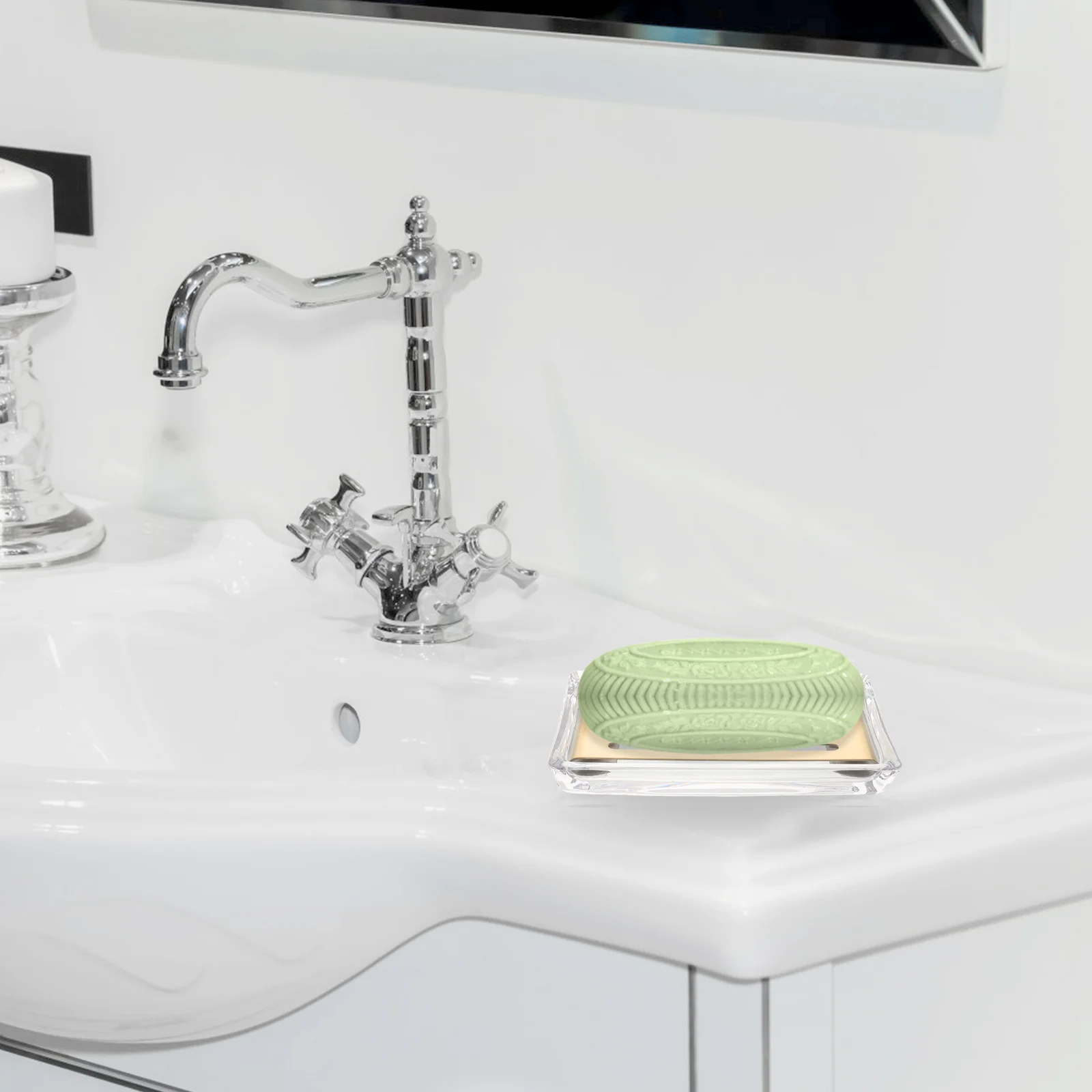 

Self Draining Transparent Glass Soap Dish Double Layer Rectangular Soap Holder for Bathroom Shower Kitchen Sink Countertop