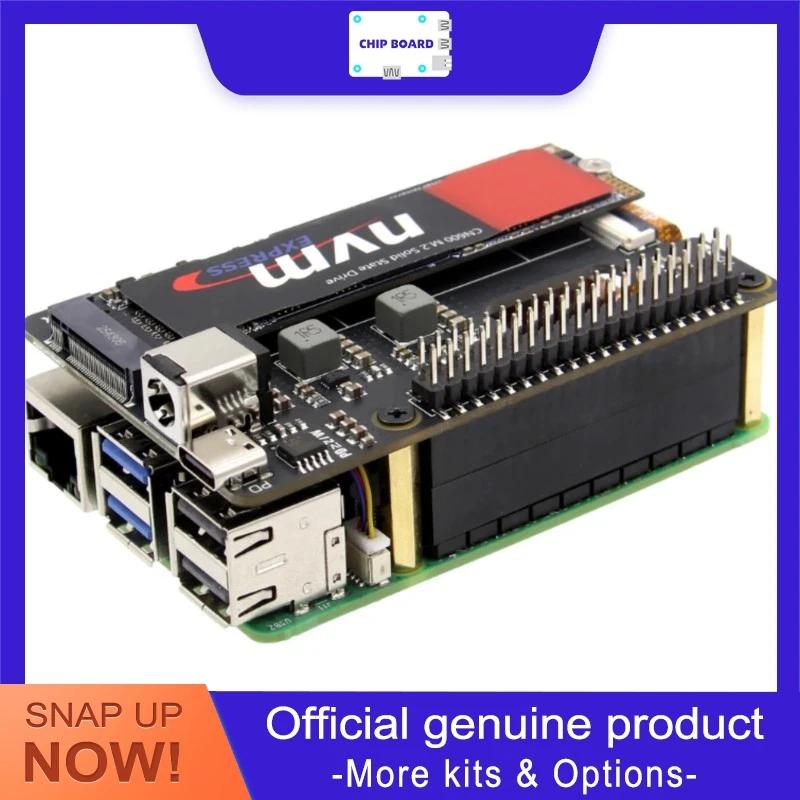 

Адаптер Geekworm X1001-Max PCIe3.0 NVMe M.2, входное питание 120 Вт PD/DC 9-20 В, готовность к ускорению AI, поддержка больших SSD-накопителей