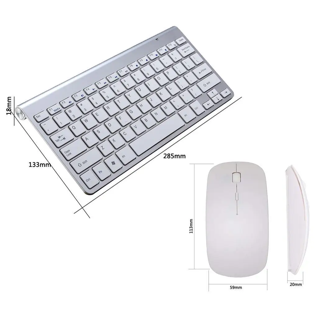 Wireless Keyboard Gaming Low Battery Warning Silent Keys 1600 DPI Adjustable Mouse Combo for Laptop