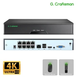 XMeye 8-Kanal POE NVR 4K unterstützt 16-Kanal-Netzwerk-Videorecorder registrieren H.265+ 1 HDD 24/7 Aufnahme IP-Kamera P2P-Systemsicherheit